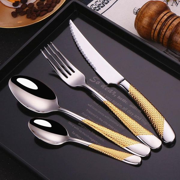 luxury dinnerware set 304 stainless steel cutlery kitchen knife fork spoon flatware silverware dishwasher safe dropship sets
luxury dinnerware set 304 stainless steel cutlery kitchen knife fork spoon flatware silverware dishwasher safe dropship sets
