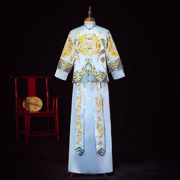 vintage long gown chinese traditional qipao blue embroidery groom cheongsam men oriental wedding dress robe ethnic clothing, Red
vintage long gown chinese traditional qipao blue embroidery groom cheongsam men oriental wedding dress robe ethnic clothing, Red