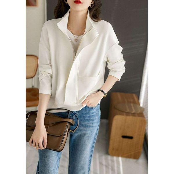 fashion leisure style solid color stand collar triacetic acid sweater loose simple temperament coat women's autumn winter, Black
fashion leisure style solid color stand collar triacetic acid sweater loose simple temperament coat women's autumn winter, Black