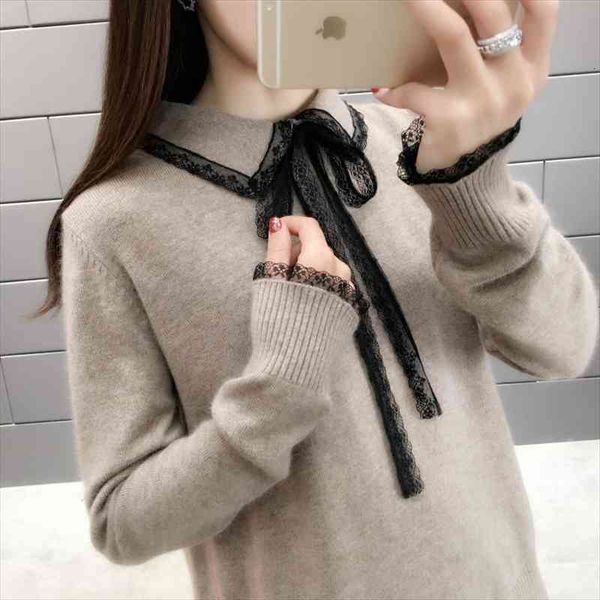 autumn winter women pullover fashion sweaters lace bow tie knitted jumper soft warm basic casual p71, White;black
autumn winter women pullover fashion sweaters lace bow tie knitted jumper soft warm basic casual p71, White;black