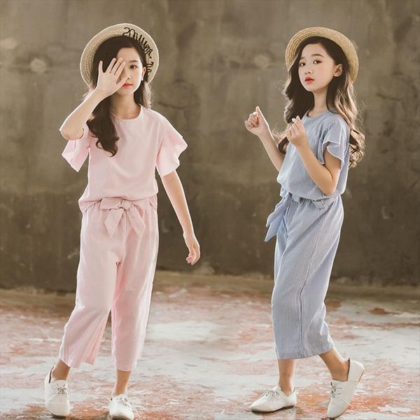 korean big girls summer clothing sets kids striped ruffle sleeve wide leg pants fashion two piece teenage outfits set, White
korean big girls summer clothing sets kids striped ruffle sleeve wide leg pants fashion two piece teenage outfits set, White