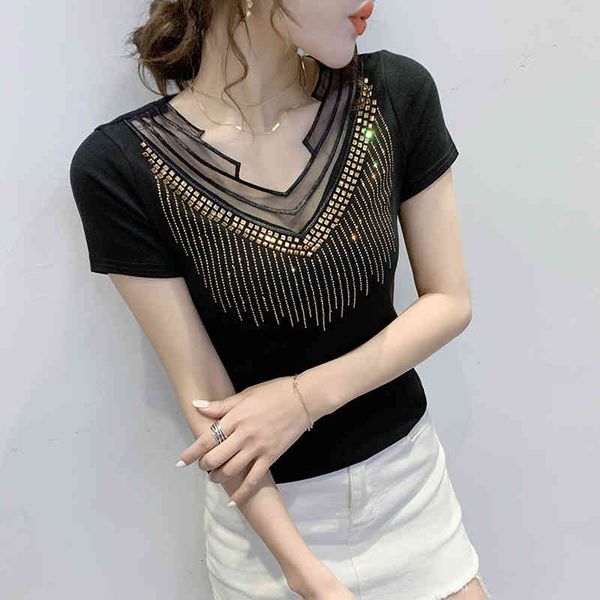 women's t-shirt summer european clothes t-shirt v-neck hollow out diamonds cotton women ropa mujer short sleeve tees t04, White
women's t-shirt summer european clothes t-shirt v-neck hollow out diamonds cotton women ropa mujer short sleeve tees t04, White