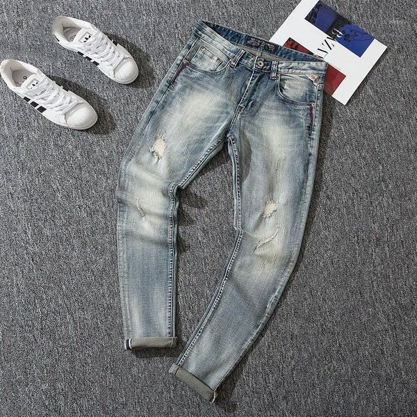italian fashion men jeans retro light gray blue elastic slim fit ripped patchwork designer denim pants men's
italian fashion men jeans retro light gray blue elastic slim fit ripped patchwork designer denim pants men's