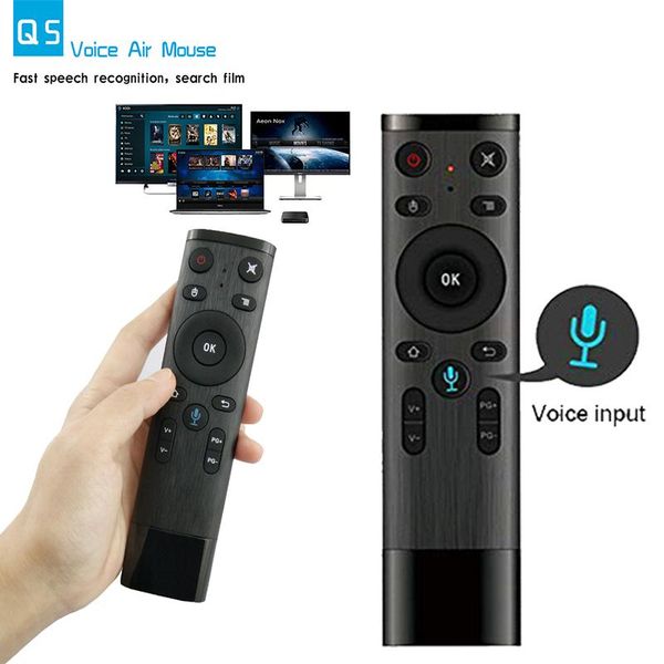 air mouse voice remote control q5 gyroscope sensing game 2.4ghz wireless microphone for keyboard smart android tv box pc controlers 
air mouse voice remote control q5 gyroscope sensing game 2.4ghz wireless microphone for keyboard smart android tv box pc controlers