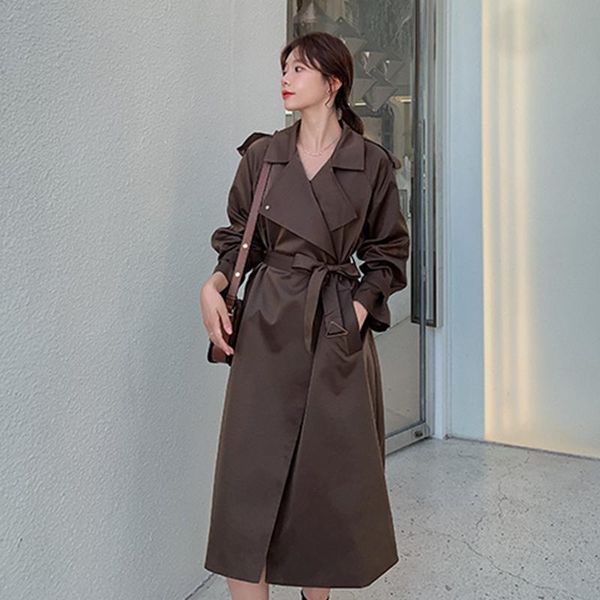 women's trench coats zcwxm autumn women long coat with belt high street solid color turndown collar slim fashion outwear ladies windbre, Tan;black
women's trench coats zcwxm autumn women long coat with belt high street solid color turndown collar slim fashion outwear ladies windbre, Tan;black