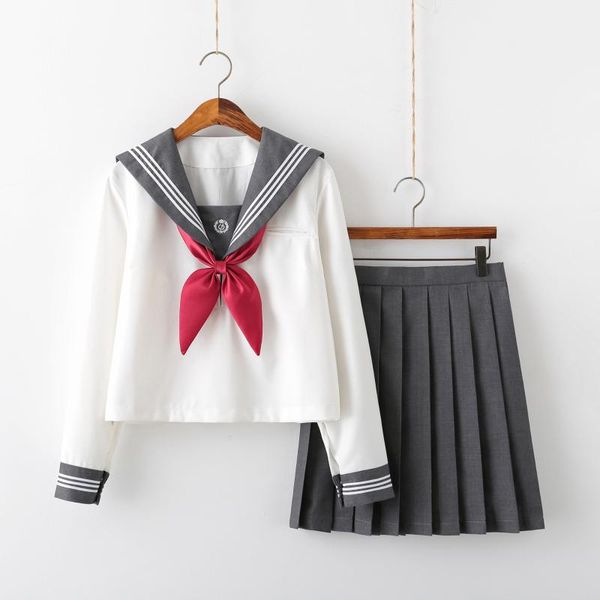 clothing sets japanese uniform basic sailor suit gray three school uniforms class autumn college style outfit, White
clothing sets japanese uniform basic sailor suit gray three school uniforms class autumn college style outfit, White