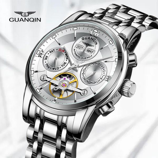 wristwatches guanqin men's business automatic mechanical watch multifunctional chronograph winding machine clock tourbillon skeleto, Slivery;brown
wristwatches guanqin men's business automatic mechanical watch multifunctional chronograph winding machine clock tourbillon skeleto, Slivery;brown
