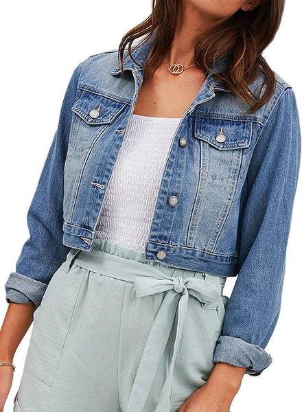 women's jackets jean jacket women basic button down denim jeans coat short spring and summer, Black;brown
women's jackets jean jacket women basic button down denim jeans coat short spring and summer, Black;brown