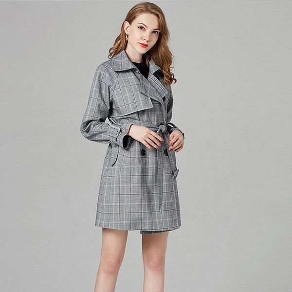women's trench coats women houndstooth korean coat gray plaid long overcoat with belt slim casual autumn spring jackets female outwear, Tan;black
women's trench coats women houndstooth korean coat gray plaid long overcoat with belt slim casual autumn spring jackets female outwear, Tan;black