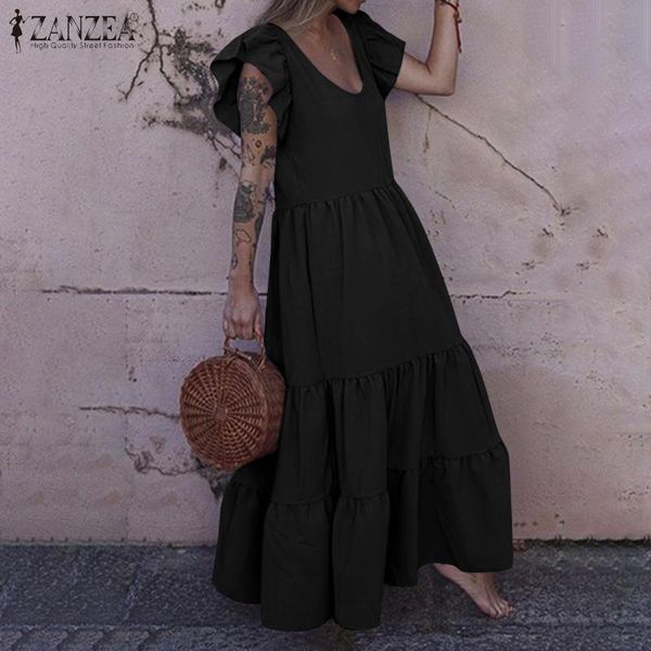 dresses elegant solid ruffle dress women's summer sundress 2021 casual butterfly sleeve maxi vestido female o neck robe plus size, Black;gray
dresses elegant solid ruffle dress women's summer sundress 2021 casual butterfly sleeve maxi vestido female o neck robe plus size, Black;gray