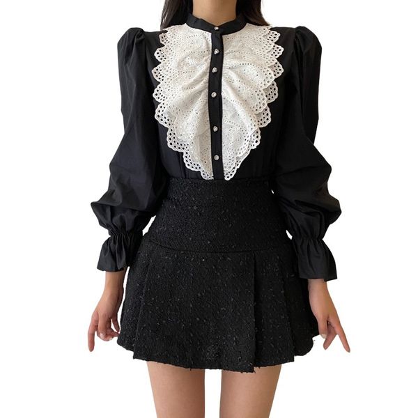 women chiffon vintage lolita style spliced ruffled shirt o-neck pleated lace princess long-sleeves b3069 210514, White
women chiffon vintage lolita style spliced ruffled shirt o-neck pleated lace princess long-sleeves b3069 210514, White