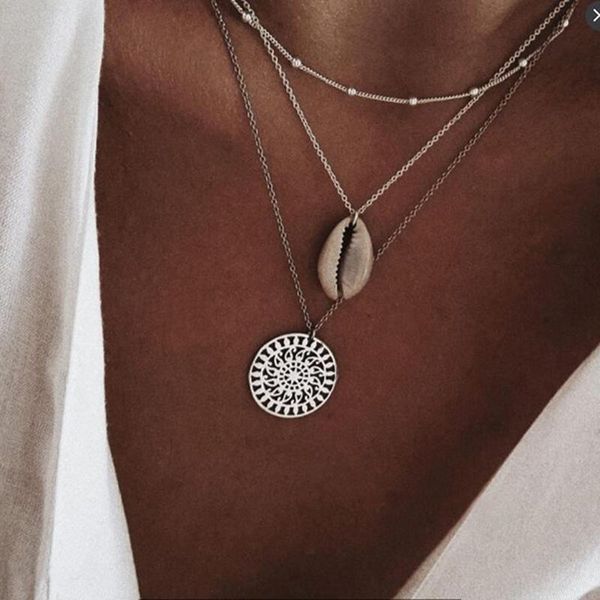 pendant necklaces fashion jewelry boho shell beads sun multilayer necklace party pendants link chain color beach accessories, Silver
pendant necklaces fashion jewelry boho shell beads sun multilayer necklace party pendants link chain color beach accessories, Silver