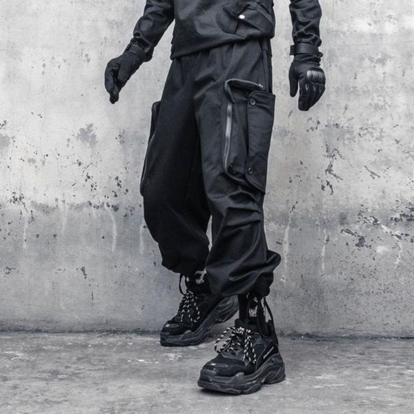 men's pants streetwear harajuku zipper pocket cargo techwear tactical joggers men casual trousers elastic waist loose sweatpants, Black
men's pants streetwear harajuku zipper pocket cargo techwear tactical joggers men casual trousers elastic waist loose sweatpants, Black
