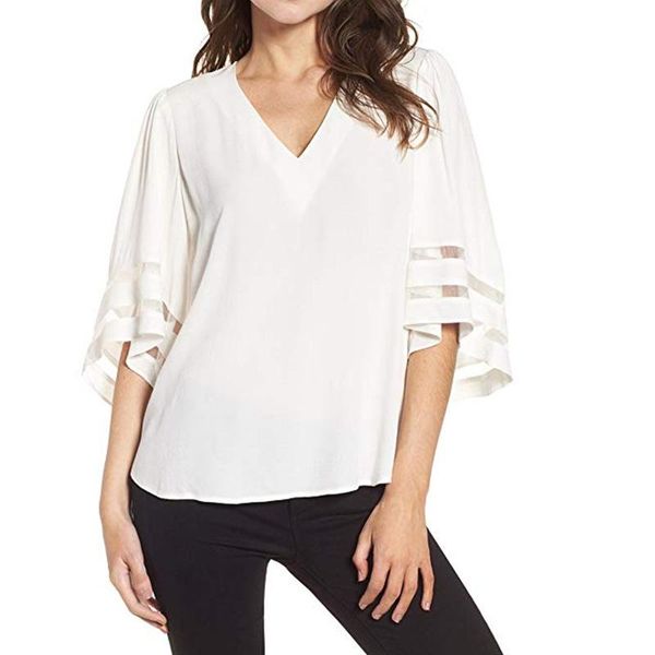 women's blouses & shirts plus size 5xl fashion v-neck flare sleeve mesh patchwork women summer casual loose chiffon shirt, White
women's blouses & shirts plus size 5xl fashion v-neck flare sleeve mesh patchwork women summer casual loose chiffon shirt, White