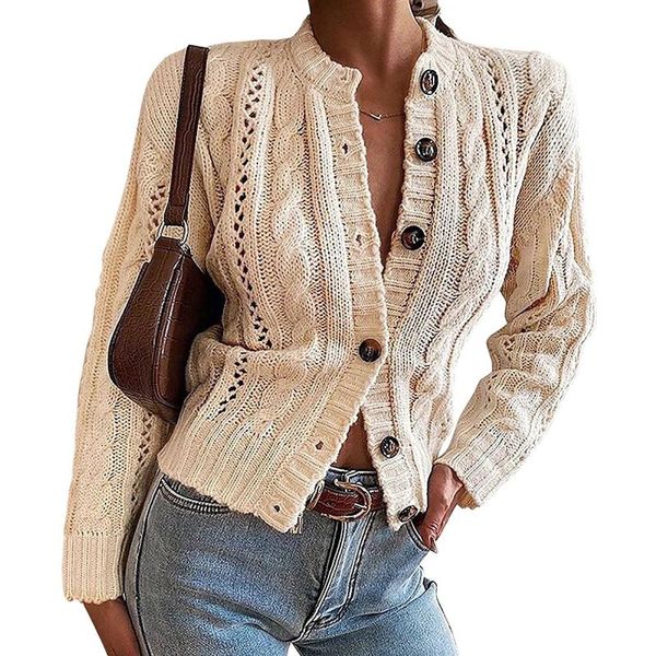 women's sweaters 45# boho solid color buckle womens button down cropped cardigans open front long sleeve chunky knitted sweater, White;black
women's sweaters 45# boho solid color buckle womens button down cropped cardigans open front long sleeve chunky knitted sweater, White;black