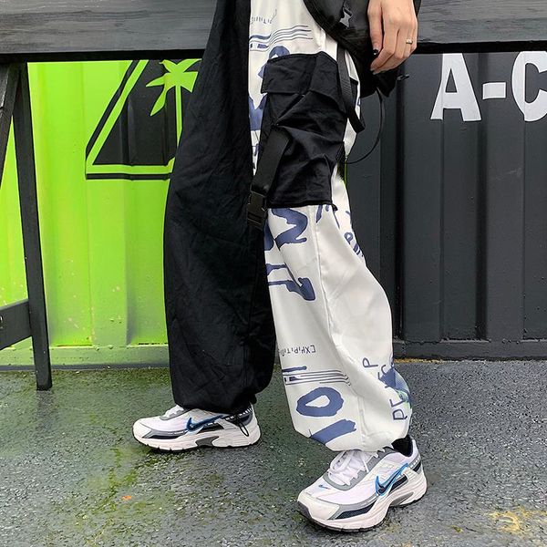 buckle belt ribbon pocket contrast patchwork block graffiti print loose cargo jogger pant harajuku streetwear korean hiphop punk women', Black;white
buckle belt ribbon pocket contrast patchwork block graffiti print loose cargo jogger pant harajuku streetwear korean hiphop punk women', Black;white