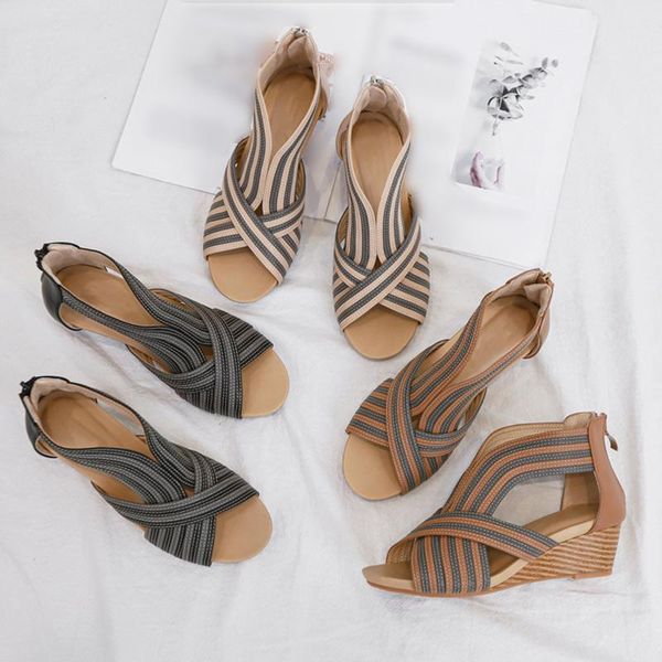 women wedge sandals summer ladies cross tied peep toe mom shoes gladiator style casual comfort lady footwear zipper 2021 dress, Black
women wedge sandals summer ladies cross tied peep toe mom shoes gladiator style casual comfort lady footwear zipper 2021 dress, Black