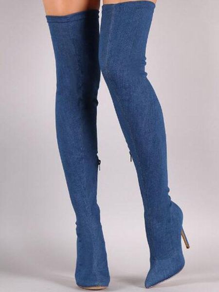 boots 2021 spring over the knee women stretch fabric thigh high pointed toe denim heel, Black
boots 2021 spring over the knee women stretch fabric thigh high pointed toe denim heel, Black