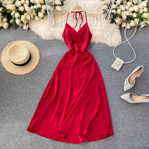 beach party dress women summer vacation black/red high waist midi vestidos female open back big swing robe fashion 210426, Black;gray
beach party dress women summer vacation black/red high waist midi vestidos female open back big swing robe fashion 210426, Black;gray
