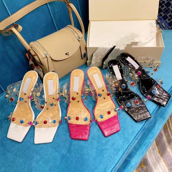 diamond pvc slides women clear heels crocodile pattern genuine leather square design slippers for dress shoes, Black
diamond pvc slides women clear heels crocodile pattern genuine leather square design slippers for dress shoes, Black