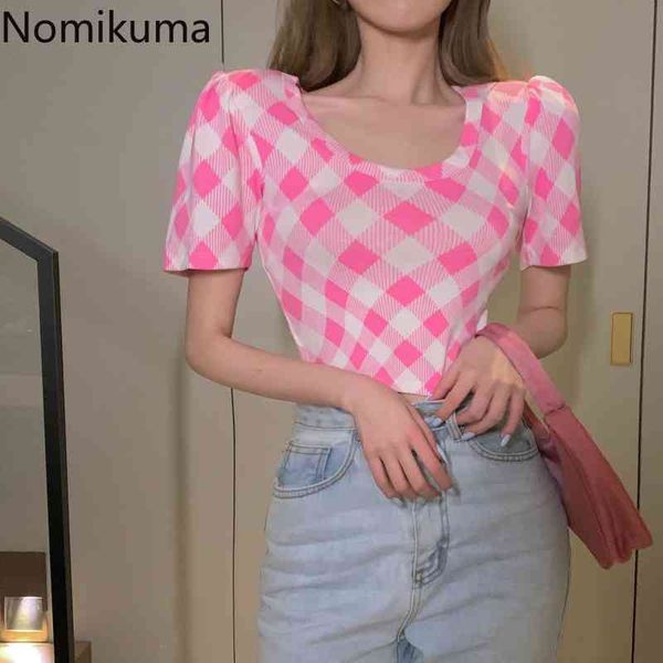 nomikuma plaid y2k contrast color short sleeve tshirts square collar slim fit chic t shirt female korean style tee 210514, White
nomikuma plaid y2k contrast color short sleeve tshirts square collar slim fit chic t shirt female korean style tee 210514, White