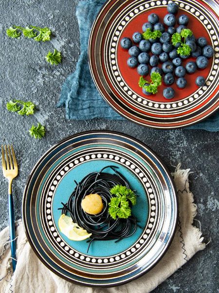 dishes & plates 1pcs creative kiln glazed circle line round ceramic plate tableware western steak salad dessert cake sushi storage
dishes & plates 1pcs creative kiln glazed circle line round ceramic plate tableware western steak salad dessert cake sushi storage