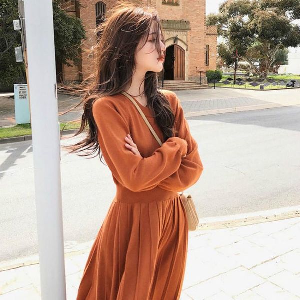 casual dresses 2021 women autumn winter vintage sweater dress lady o-neck long sleeve pleated female loose knitted vistidos g128, Black;gray
casual dresses 2021 women autumn winter vintage sweater dress lady o-neck long sleeve pleated female loose knitted vistidos g128, Black;gray