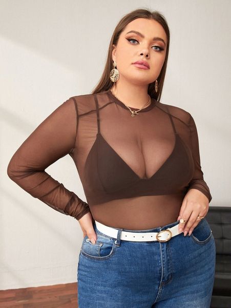 plus see through mesh without bra w7ys#, Black
plus see through mesh without bra w7ys#, Black