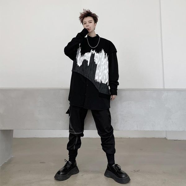 men's casual shirts men's classic dark personality print fake two designer city youth fashion loose plus-size, White;black
men's casual shirts men's classic dark personality print fake two designer city youth fashion loose plus-size, White;black