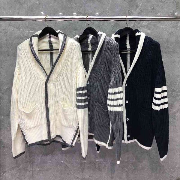 hoodies fashion tb thom brand sweaters men slim turn down collar cardigans clothing striped coarse wool thick winter casual coat, Black
hoodies fashion tb thom brand sweaters men slim turn down collar cardigans clothing striped coarse wool thick winter casual coat, Black