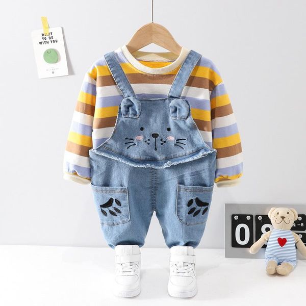 clothing sets baby boy autumn toddler striped sweatshirt+cartoon denim suspender trousers two piece suit born pantsuit clothes outfit, White
clothing sets baby boy autumn toddler striped sweatshirt+cartoon denim suspender trousers two piece suit born pantsuit clothes outfit, White