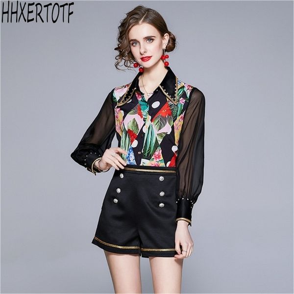 summer elegant women two piece sets long sleeve polka dot print lapel hand-stitched shirt + high waist vintage shorts 210531, White
summer elegant women two piece sets long sleeve polka dot print lapel hand-stitched shirt + high waist vintage shorts 210531, White