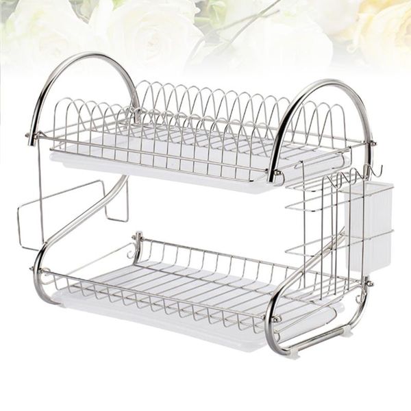kitchen storage & organization stainless steel dish drain rack double layer stand practical shelf for home (silver)
kitchen storage & organization stainless steel dish drain rack double layer stand practical shelf for home (silver)