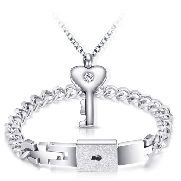 link, chain couples stainless steel bracelet and key pendant necklace sets love gifts, Black
link, chain couples stainless steel bracelet and key pendant necklace sets love gifts, Black