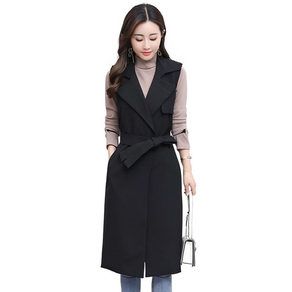 women's vests 2021 women black long vest coat spring and autumn waist slim trench sleeveless suit jacket, Black;white
women's vests 2021 women black long vest coat spring and autumn waist slim trench sleeveless suit jacket, Black;white