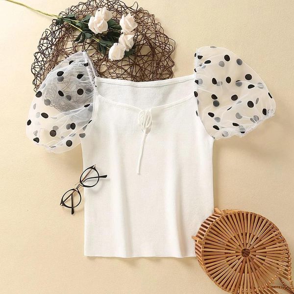 women's blouses & shirts spring fashion knitted short female vintage mesh puff sleeve patchwork blouse solid femme rsln, White
women's blouses & shirts spring fashion knitted short female vintage mesh puff sleeve patchwork blouse solid femme rsln, White