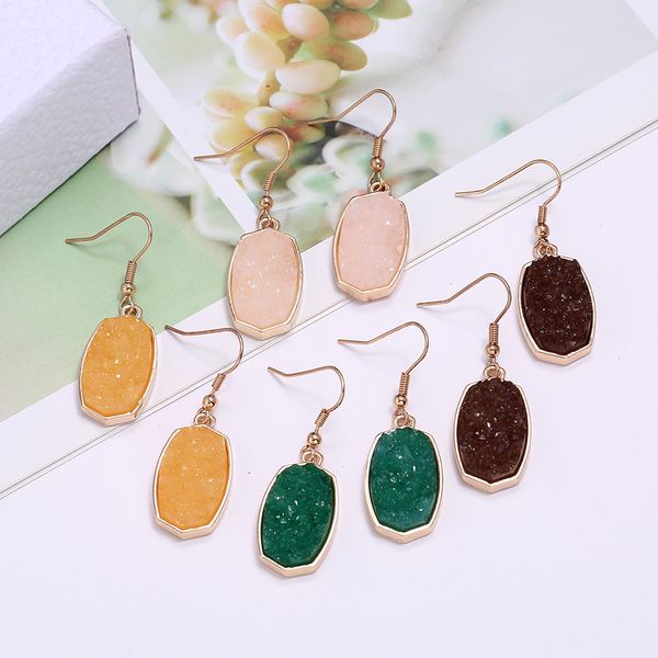 resin pink green blue druzy drusy designer earrings hexagon oval charms fashion dangle earring for women, Golden
resin pink green blue druzy drusy designer earrings hexagon oval charms fashion dangle earring for women, Golden