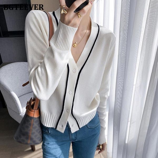 women's knits & tees bgteever fashion chic patchwork v-neck women knitted cardigans casual full sleeve single-breasted loose female swe, White
women's knits & tees bgteever fashion chic patchwork v-neck women knitted cardigans casual full sleeve single-breasted loose female swe, White
