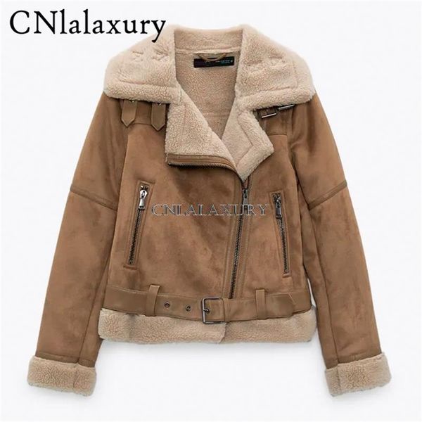 cnlalaxury za winter women thick warm suede lamb jacket short motorcycle brown coats faux sheepskin leather jackets outwear 211215, Black
cnlalaxury za winter women thick warm suede lamb jacket short motorcycle brown coats faux sheepskin leather jackets outwear 211215, Black