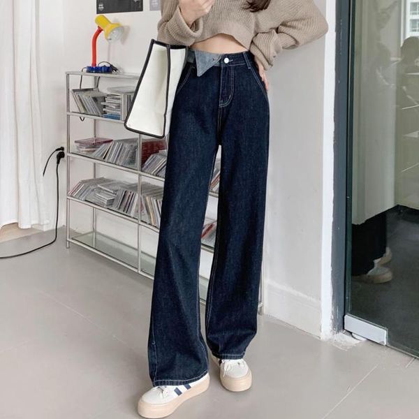 women's jeans spring and autumn dark blue straight tube loose 2021 chic hong kong style design feeling wide leg pants
women's jeans spring and autumn dark blue straight tube loose 2021 chic hong kong style design feeling wide leg pants