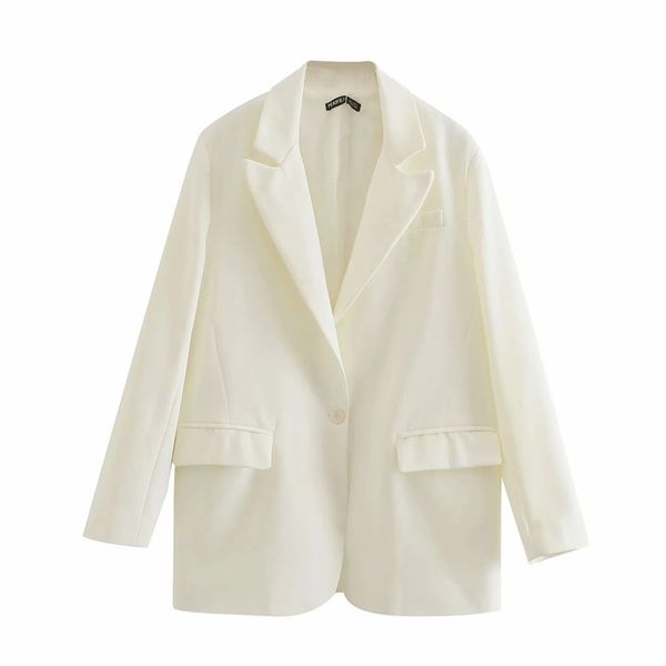 women white blazer coat vintage notched collar pocket fashion female casual chic women's spring jackets 210520, White;black
women white blazer coat vintage notched collar pocket fashion female casual chic women's spring jackets 210520, White;black