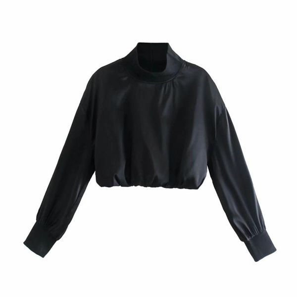 women's jackets women spring autumn solid black silk feel crop female stand collar long sleeve chic lady casual fashion zipper short ja, Black;brown
women's jackets women spring autumn solid black silk feel crop female stand collar long sleeve chic lady casual fashion zipper short ja, Black;brown