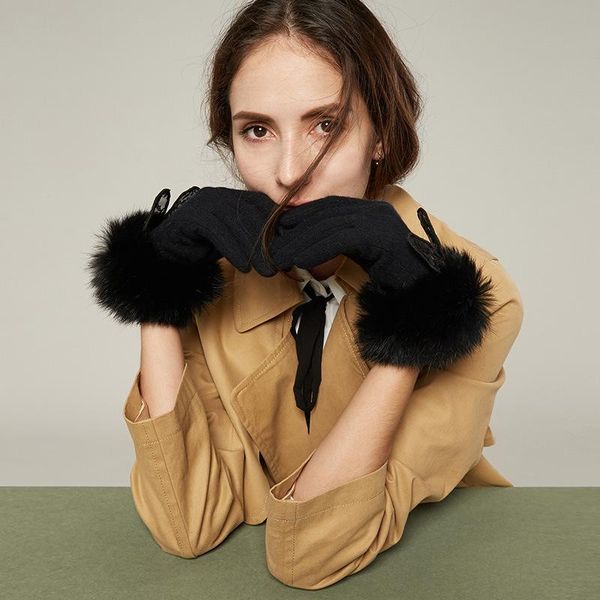five fingers gloves winter women' cashmere leather wool fur ball ladies warm plus velvet full finger mittens s2285, Blue;gray
five fingers gloves winter women' cashmere leather wool fur ball ladies warm plus velvet full finger mittens s2285, Blue;gray