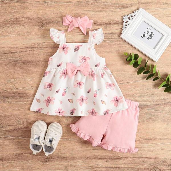 3pcs toddlers summer streetwear, floral square-neck ruffle sleeves vest + frilled shorts hairband suit for girls, 1-4 years clothing sets, White
3pcs toddlers summer streetwear, floral square-neck ruffle sleeves vest + frilled shorts hairband suit for girls, 1-4 years clothing sets, White