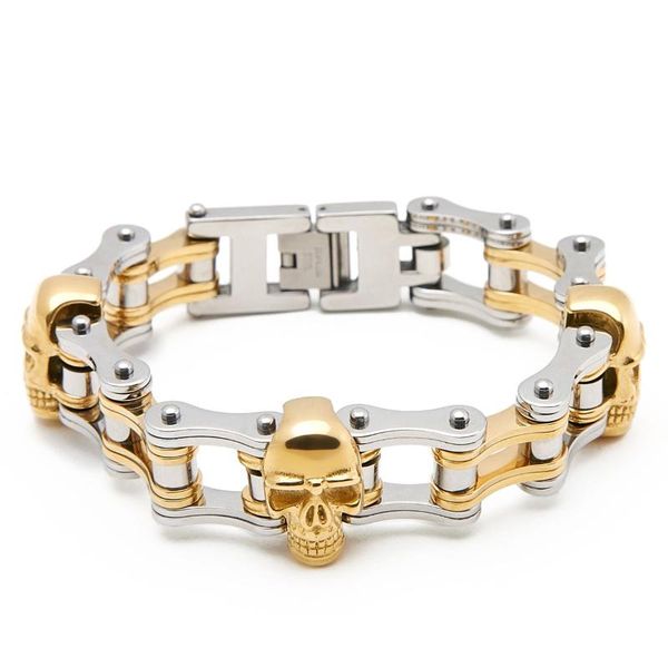 link, chain men's bracelet punk skull heads charm bracelets golden drop steel stainless motorcycle jewelry black
link, chain men's bracelet punk skull heads charm bracelets golden drop steel stainless motorcycle jewelry black