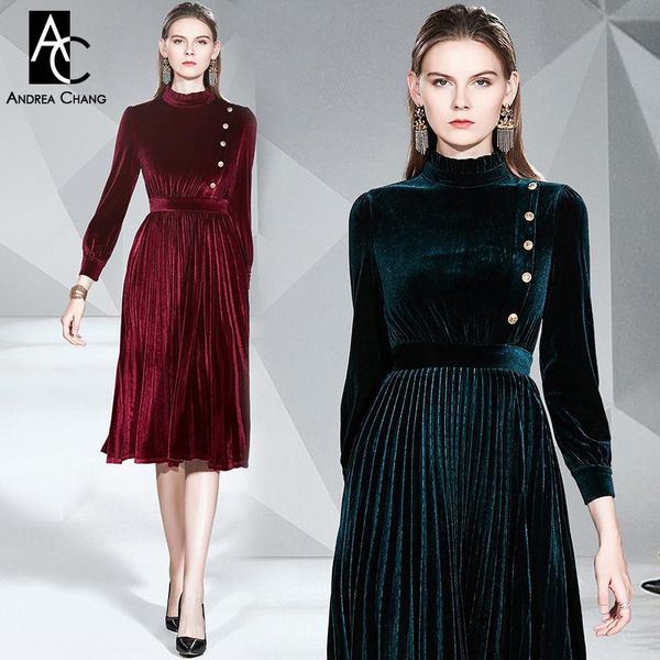 s-xxl spring autumn woman dress stand collar chest buttons dark green wine red velvet vintage calf length pleated casual dresses, Black;gray
s-xxl spring autumn woman dress stand collar chest buttons dark green wine red velvet vintage calf length pleated casual dresses, Black;gray