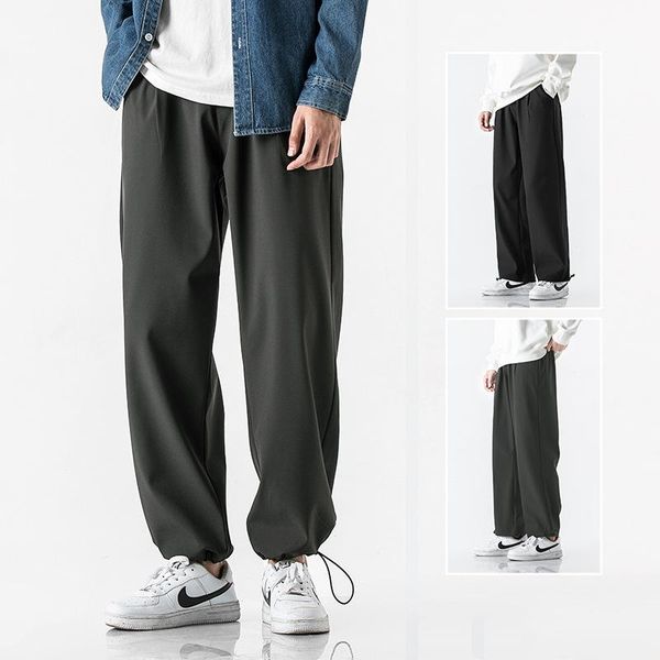 spring summer men thin loose casual pants streetwear ice silk for basketball quick dry strapped leg straight trousers men's, Black
spring summer men thin loose casual pants streetwear ice silk for basketball quick dry strapped leg straight trousers men's, Black
