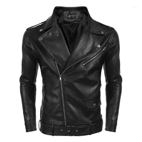 men turn down collar pu leather full zip solid casual, cycling slim fit motorcycle jacket w/ pocket, jakcet belt1, Black
men turn down collar pu leather full zip solid casual, cycling slim fit motorcycle jacket w/ pocket, jakcet belt1, Black