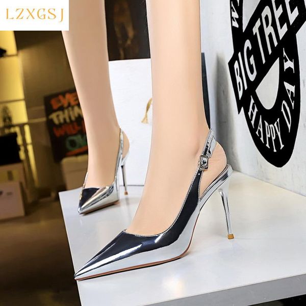 dress shoes women's party fashion patent leather high heels sandalias buckle strap pointed toe women sandals female summer, Black
dress shoes women's party fashion patent leather high heels sandalias buckle strap pointed toe women sandals female summer, Black