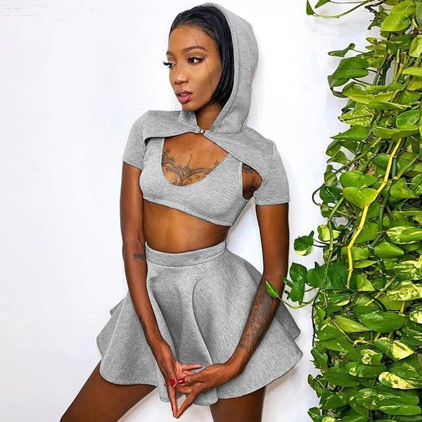 women's tracksuits 2021 autumn women skirt outfit 3pcs set hooded coat sweatshirts tank crop mini solid cotton sportwear fall clothes, Gray
women's tracksuits 2021 autumn women skirt outfit 3pcs set hooded coat sweatshirts tank crop mini solid cotton sportwear fall clothes, Gray